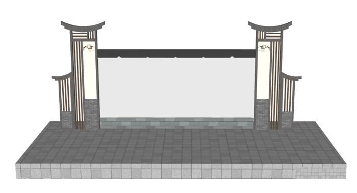 中式乡村大舞台商业SU模型 SU模型免费下载_sketchup模型