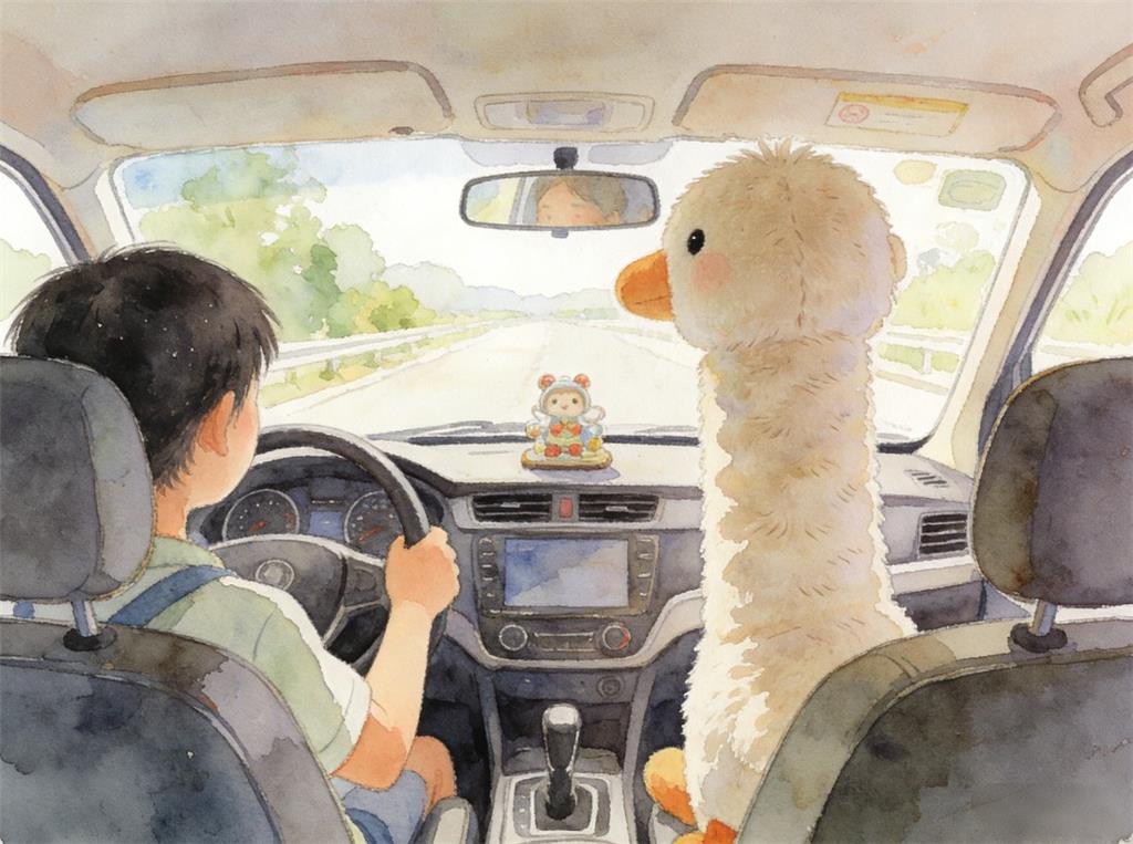 水彩画:前后车窗放摆件有隐患 水彩画高清JPG图片素材