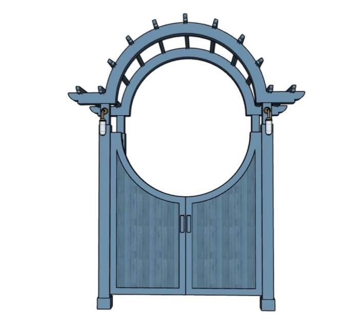 拱形木制花园门门窗SU模型 SU模型免费下载_sketchup模型