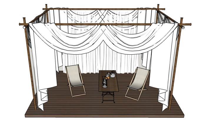 露营挂布凉棚景观SU模型 SU模型免费下载_sketchup模型