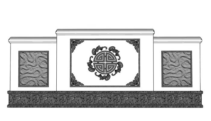 中式元素景墙建筑SU模型 SU模型免费下载_sketchup模型