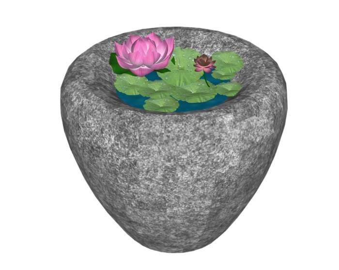 荷花池水缸景观SU模型 SU模型免费下载_sketchup模型