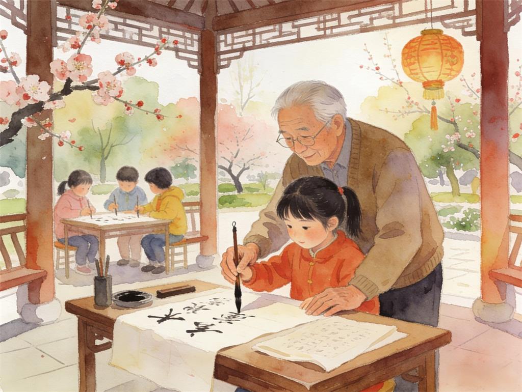 水彩画:以文化滋养精神家园 水彩画高清JPG图片素材