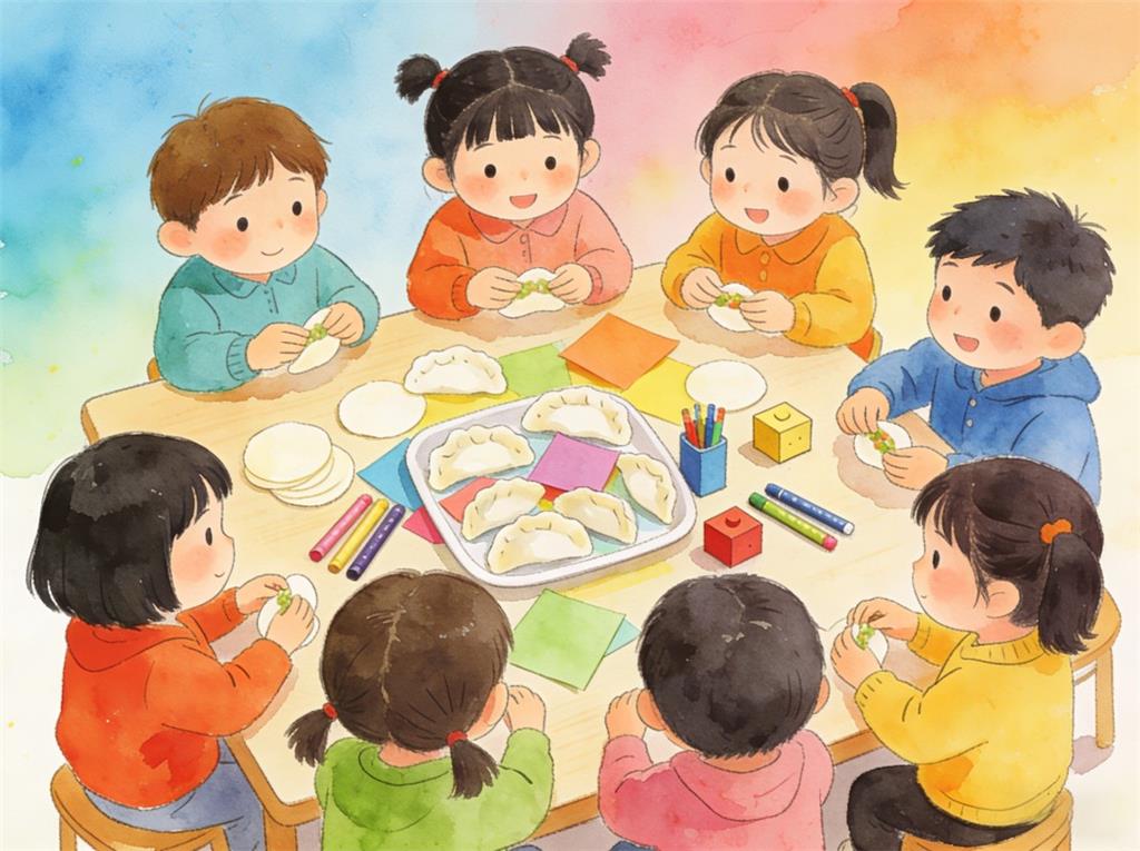 水彩画:包饺子大赛 除了不像饺子啥都像 水彩画高清JPG图片素材