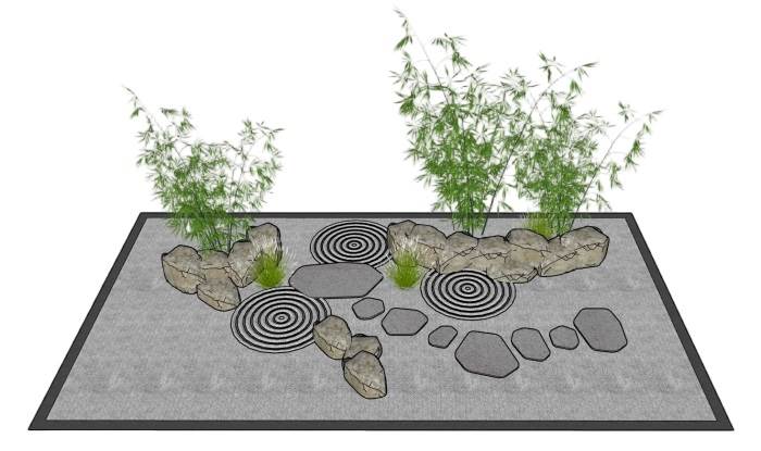 枯山水竹子景观SU模型 SU模型免费下载_sketchup模型