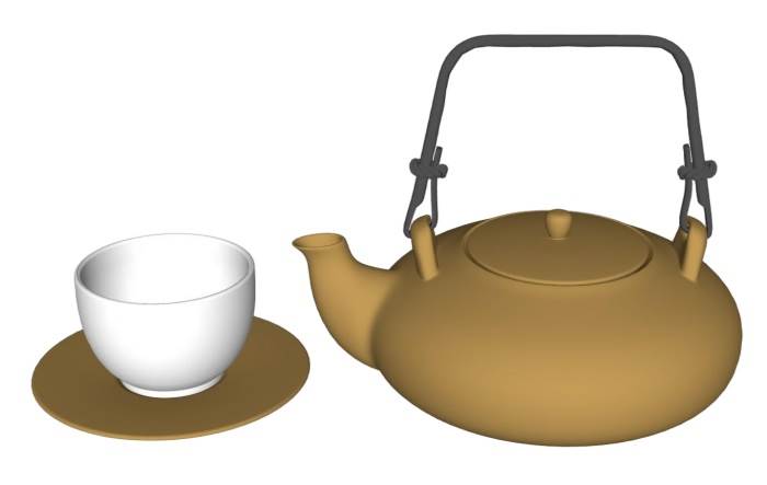 中式茶壶茶杯装饰SU模型 SU模型免费下载_sketchup模型