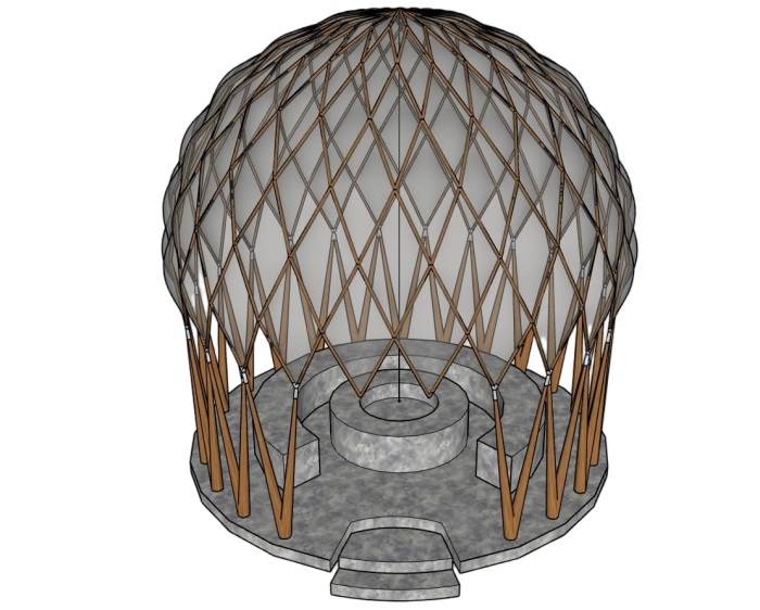 木结构穹顶亭子景观SU模型 SU模型免费下载_sketchup模型