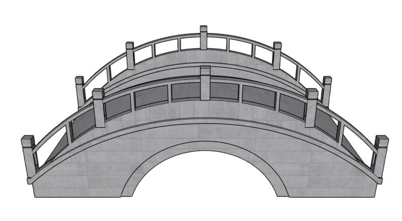 传统风格的单孔石拱桥建筑SU模型 SU模型免费下载_sketchup模型