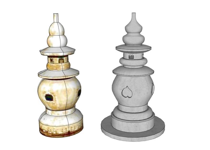 三潭映月景观灯景观SU模型 SU模型免费下载_sketchup模型