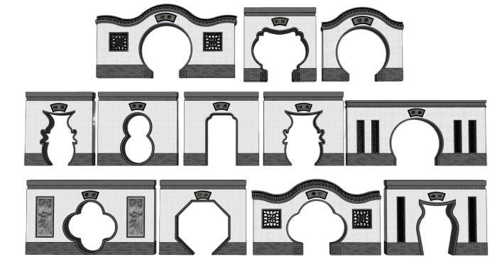 月洞门建筑SU模型 SU模型免费下载_sketchup模型