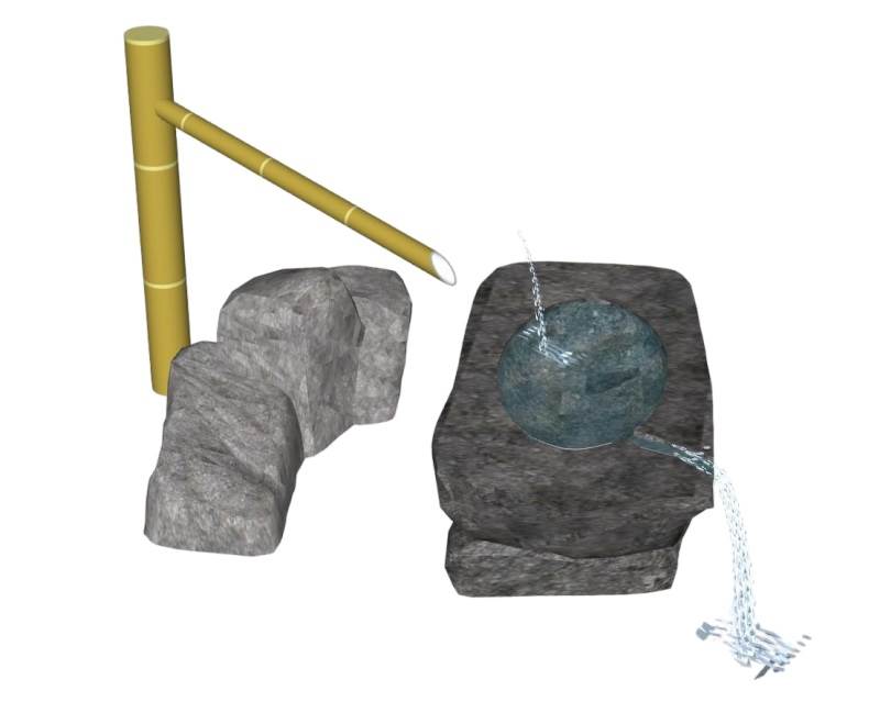 日式惊鹿添水景观SU模型 SU模型免费下载_sketchup模型