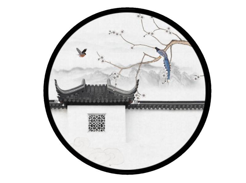 中式圆形装饰画墙画装饰SU模型 SU模型免费下载_sketchup模型