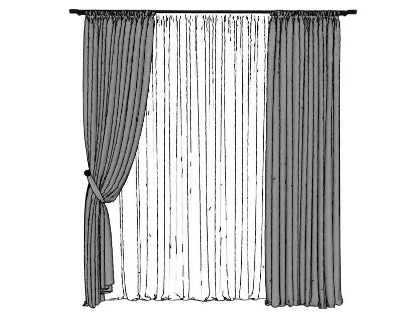 简约遮光帘窗帘门窗SU模型 SU模型免费下载_sketchup模型