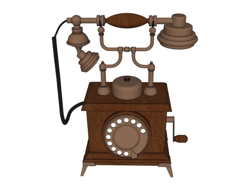 古董拨盘式电话机装饰SU模型 SU模型免费下载_sketchup模型