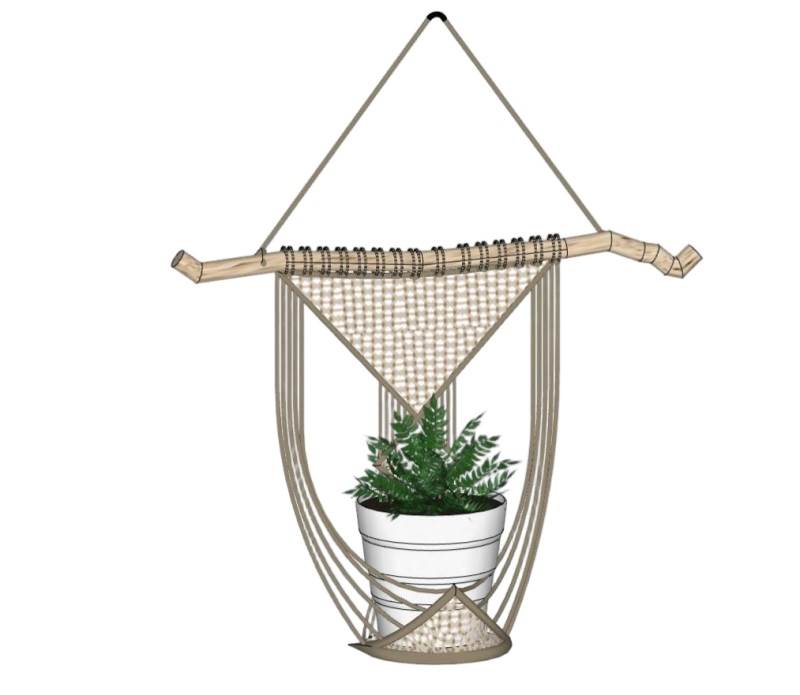 悬挂式编织花架装饰SU模型 SU模型免费下载_sketchup模型