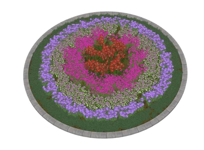 圆形花池环岛景观SU模型 SU模型免费下载_sketchup模型