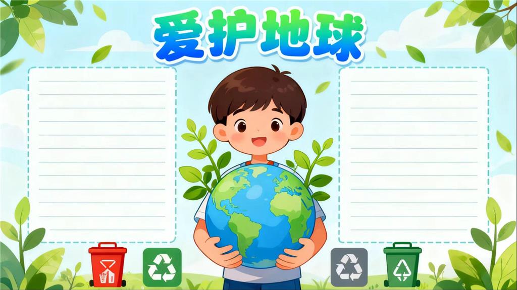手抄报:地球日小报 手抄报版式设计JPG模板