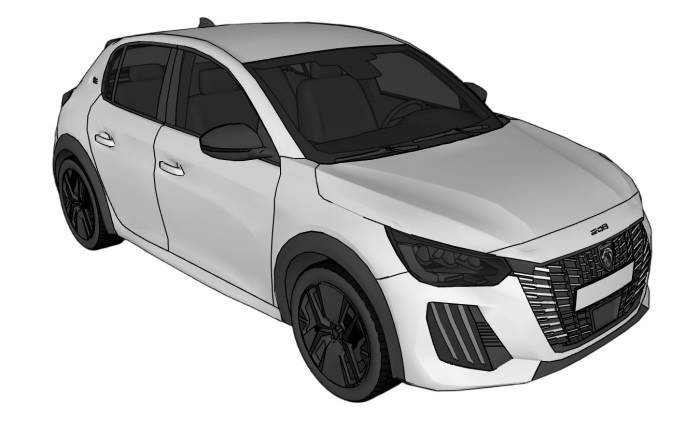 标致E-308交通SU模型 SU模型免费下载_sketchup模型