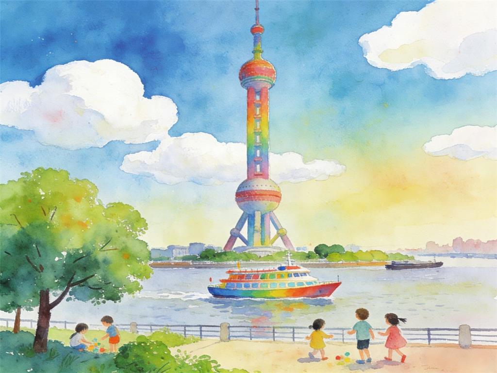 水彩画:去中国旅游是新潮流 水彩画高清JPG图片素材