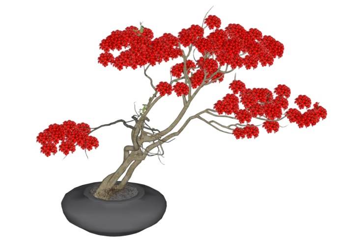 映山红杜鹃花盆栽植物SU模型 SU模型免费下载_sketchup模型