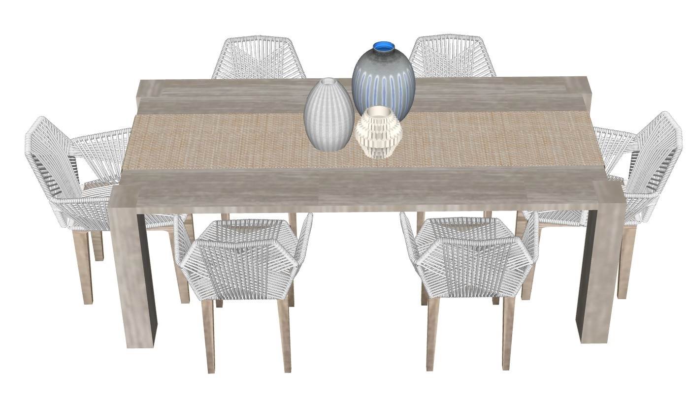 餐桌椅和花瓶桌子SU模型 SU模型免费下载_sketchup模型