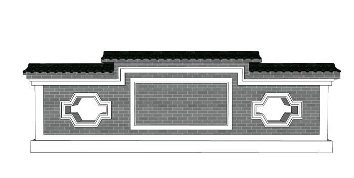 中式徽派景墙文化墙建筑SU模型 SU模型免费下载_sketchup模型