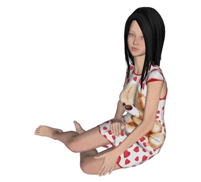 侧身坐姿女孩人物SU模型 SU模型免费下载_sketchup模型