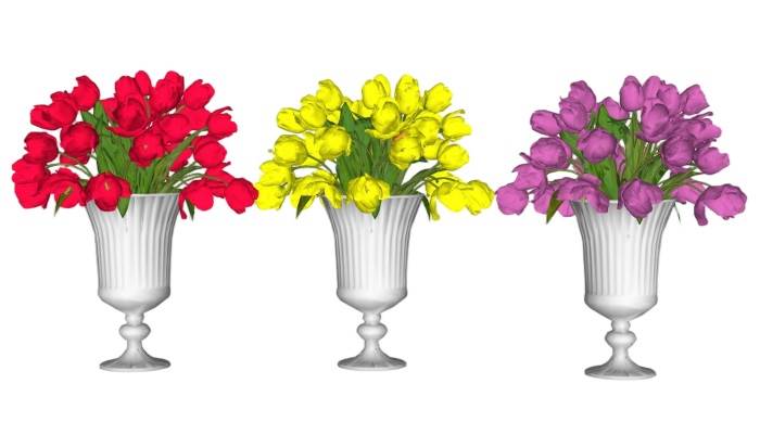 花钵玫瑰花景观SU模型 SU模型免费下载_sketchup模型