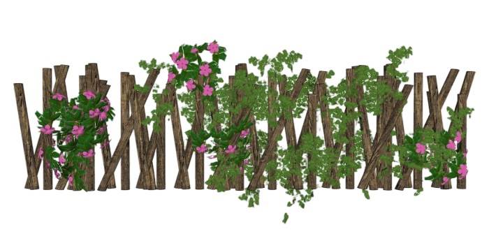 装饰性藤蔓花栅栏景观SU模型 SU模型免费下载_sketchup模型