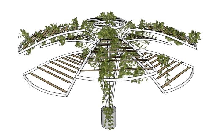 铁艺花架景观SU模型 SU模型免费下载_sketchup模型