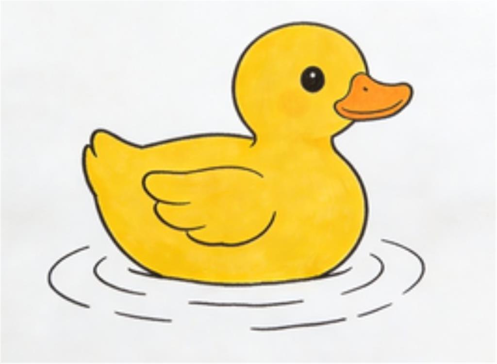简笔画:小黄鸭卡通动物 简笔画JPG格式图片素材