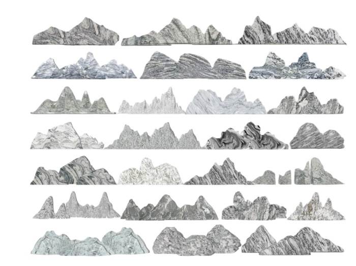 雪浪石片石集合景观SU模型 SU模型免费下载_sketchup模型