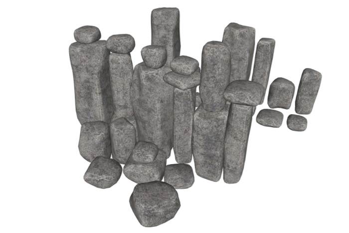 林立的石头石块景观SU模型 SU模型免费下载_sketchup模型