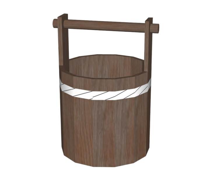 乡村木水桶装饰SU模型 SU模型免费下载_sketchup模型