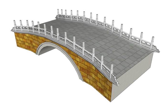 中式拱桥单孔石桥小桥建筑SU模型 SU模型免费下载_sketchup模型