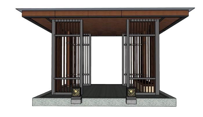 新中式亭子凉亭景观SU模型 SU模型免费下载_sketchup模型