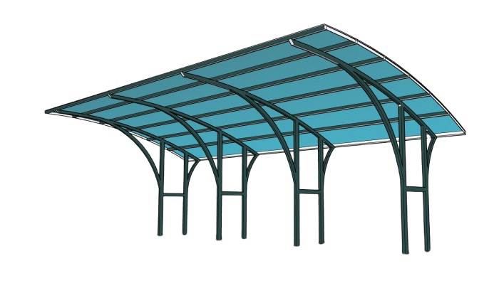 挡雨棚停车棚 SU模型免费下载_sketchup模型