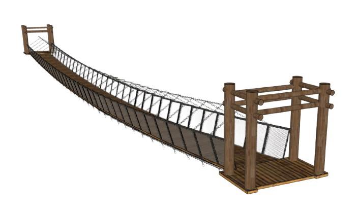 木吊桥铁索桥景观SU模型 SU模型免费下载_sketchup模型