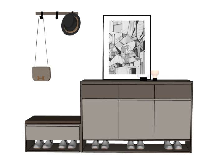 进门鞋柜柜子SU模型 SU模型免费下载_sketchup模型