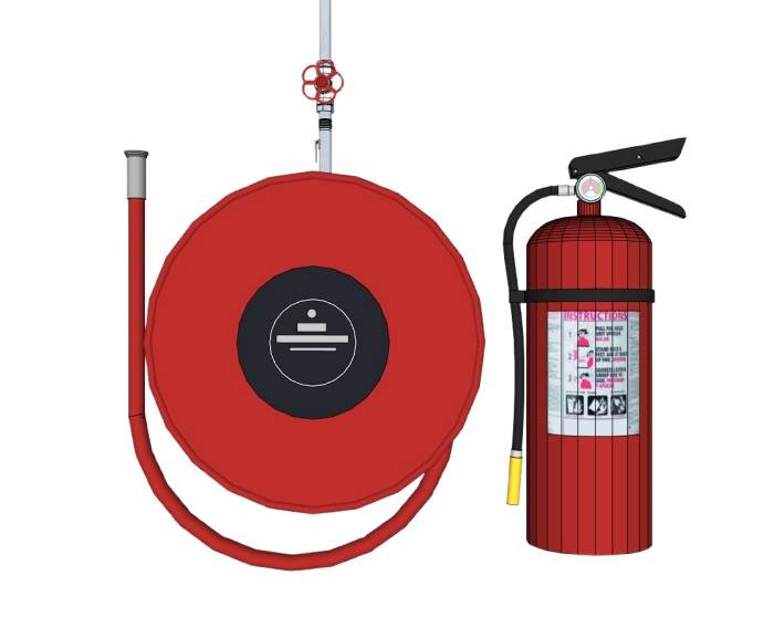 消防软管卷盘和灭火器 SU模型免费下载_sketchup模型