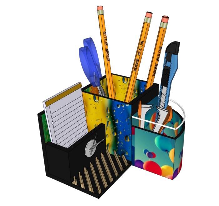 笔筒铅笔剪刀刻刀文具办公SU模型 SU模型免费下载_sketchup模型