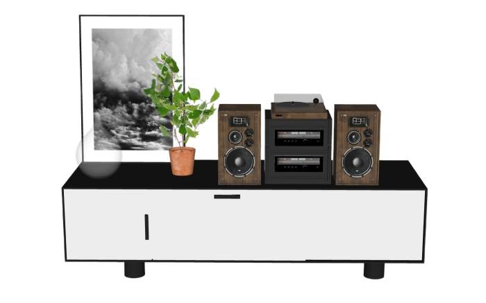 电视柜上的音响柜子SU模型 SU模型免费下载_sketchup模型