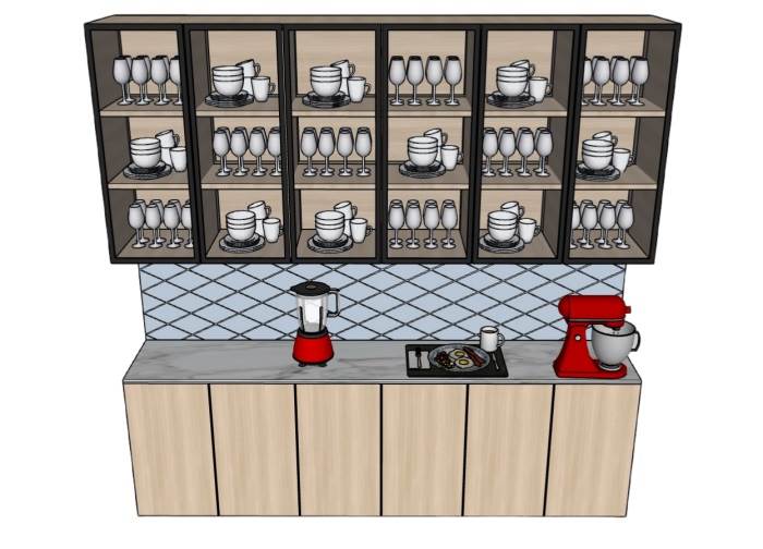 杯子酒柜带咖啡机柜子SU模型 SU模型免费下载_sketchup模型