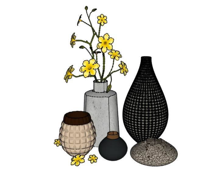 室内摆件花瓶装饰SU模型 SU模型免费下载_sketchup模型