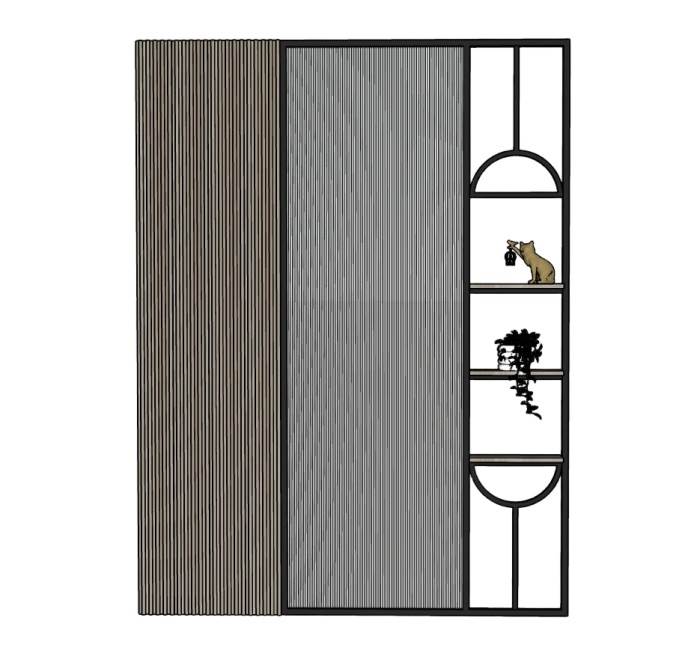 金属玻璃隔断装饰SU模型 SU模型免费下载_sketchup模型