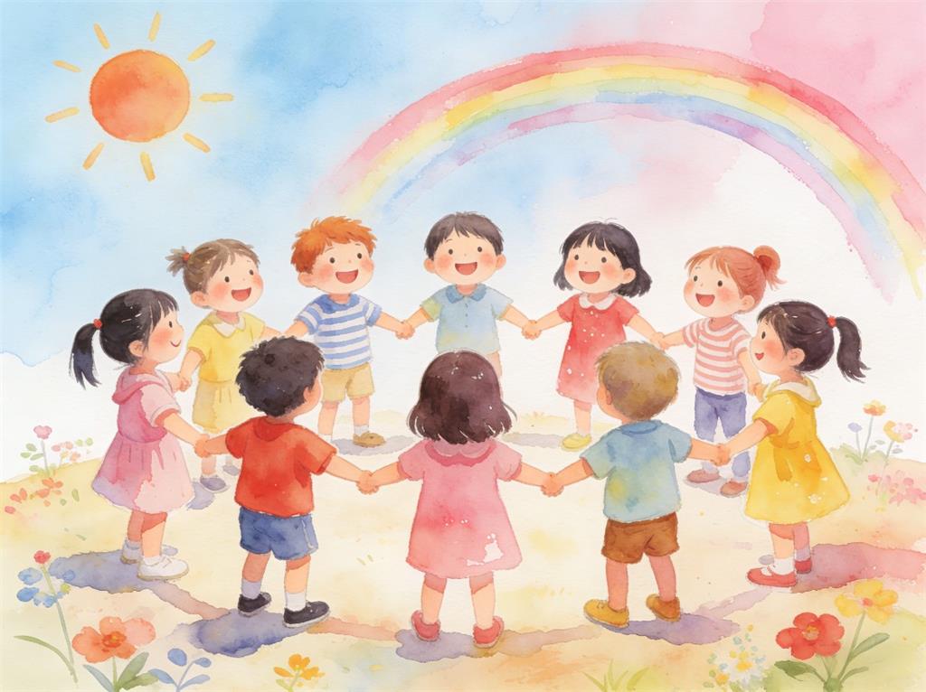 水彩画:万众一心 接续奋斗 水彩画高清JPG图片素材