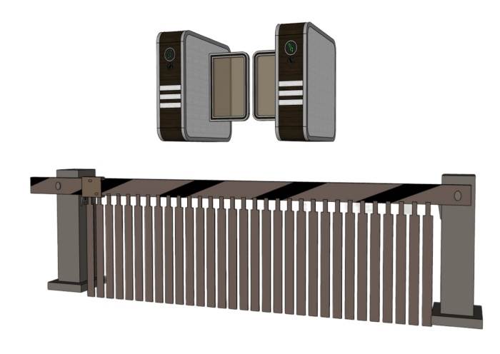 人行车行道闸机 SU模型免费下载_sketchup模型
