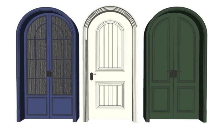 法式门单开门和双开门门窗SU模型 SU模型免费下载_sketchup模型