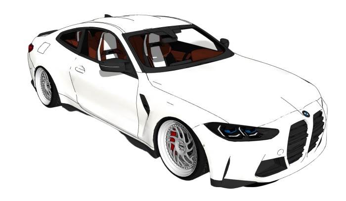 宝马M4跑车交通SU模型 SU模型免费下载_sketchup模型
