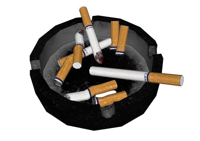 香烟和烟灰缸装饰SU模型 SU模型免费下载_sketchup模型